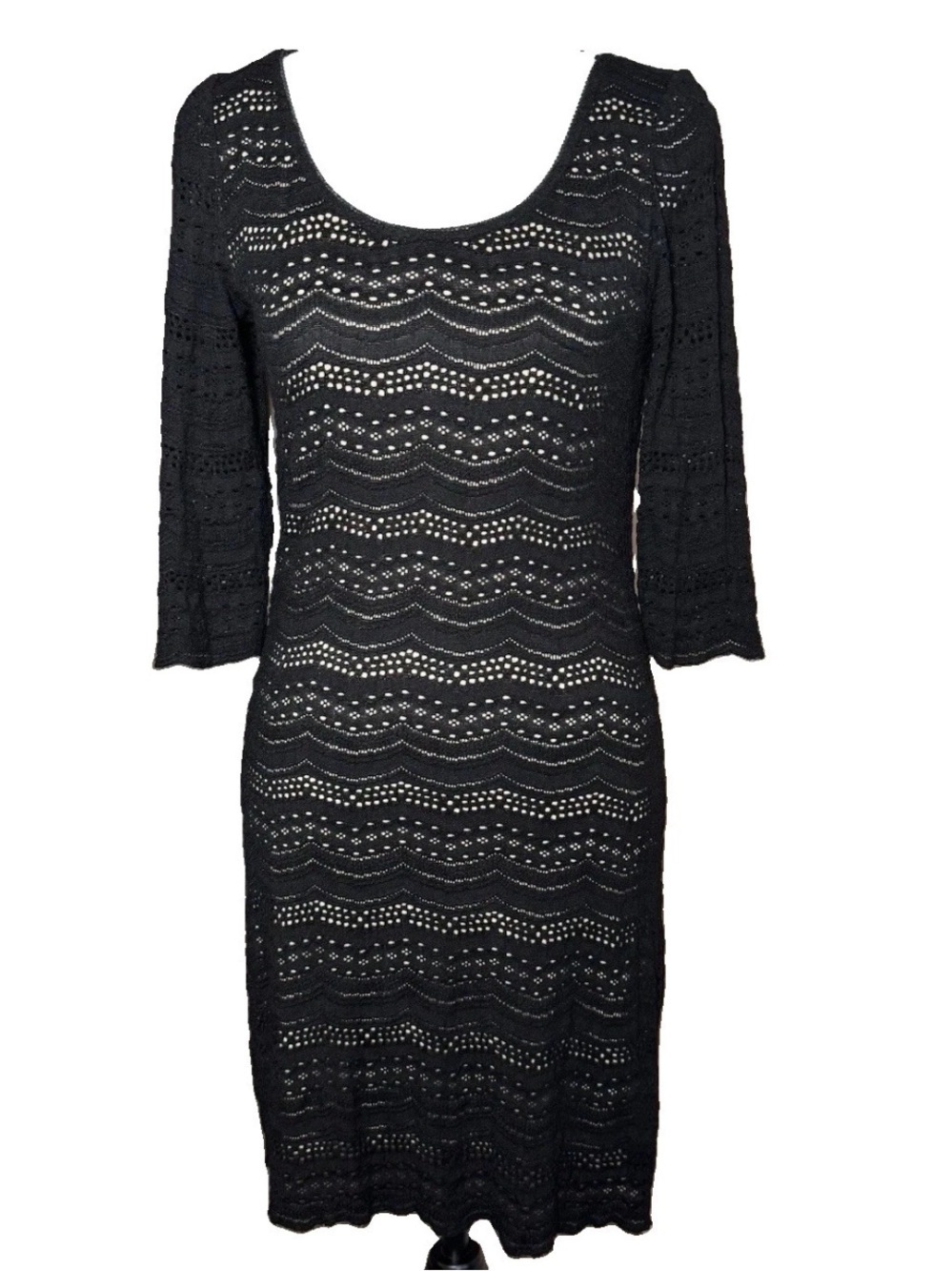 Denim & Supply Ralph Lauren Mini Dress Small Black Crochet Low Back Ribbon Tie